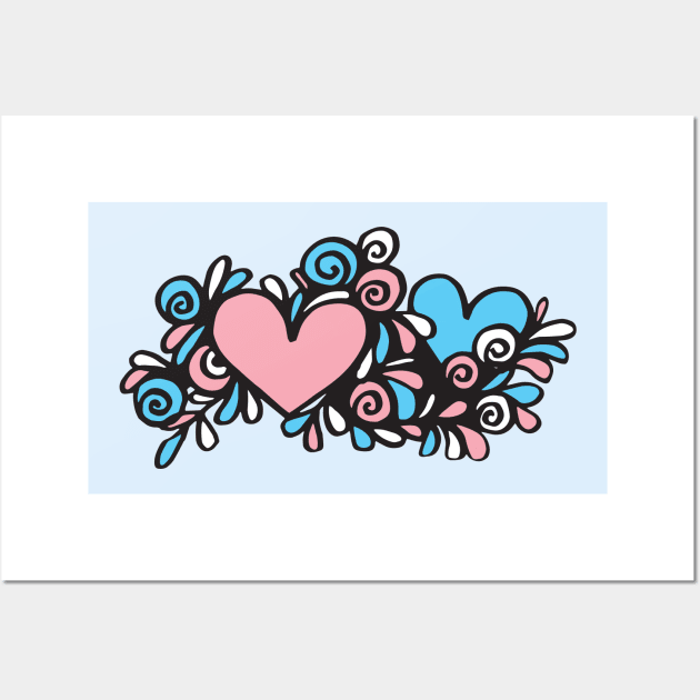 Trans Hearts and Flowers Wall Art by Tranquil Trove